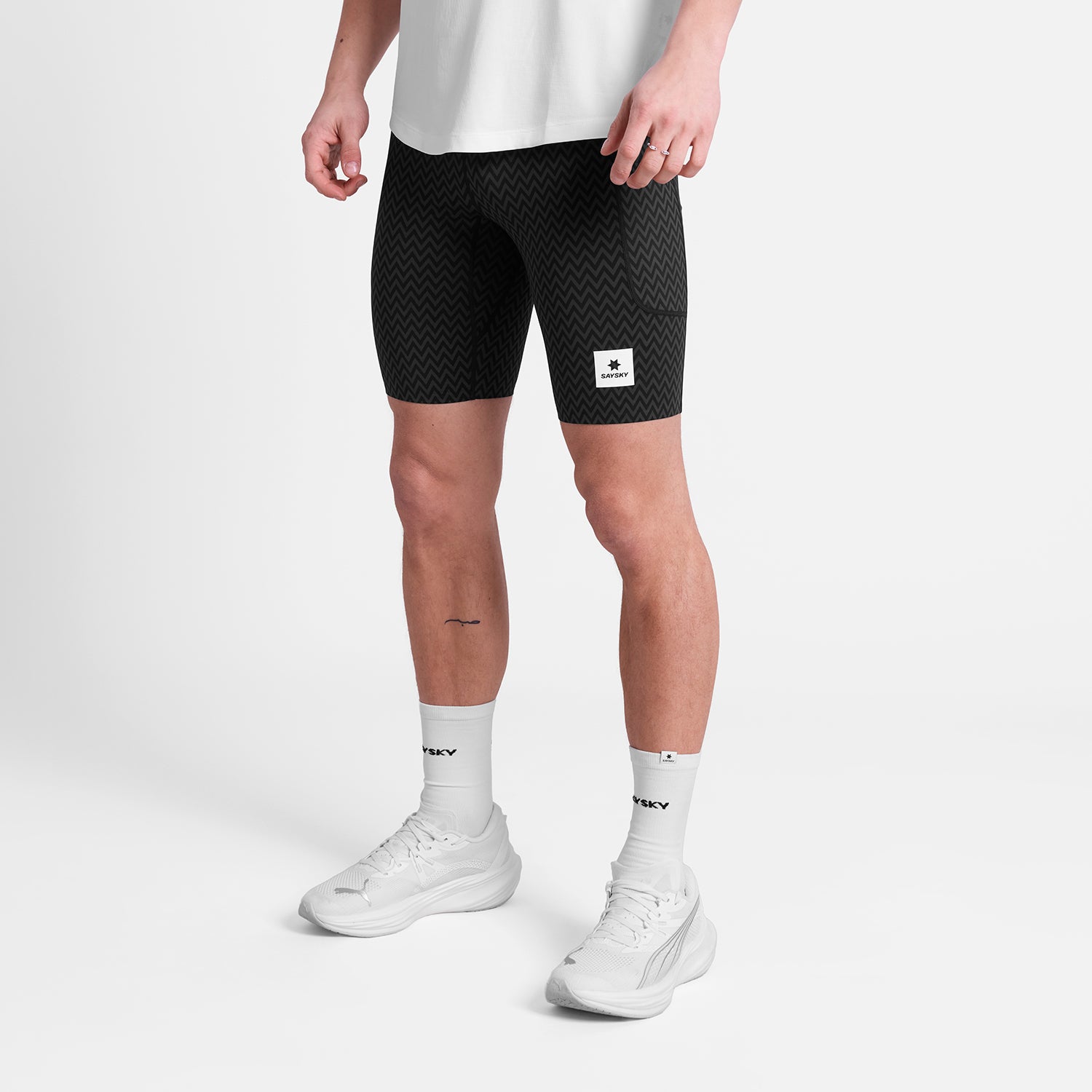 Saysky Zig Zag Combat+ Short Tights 9" Mens Black Zig Zag - Frontrunner Colombo