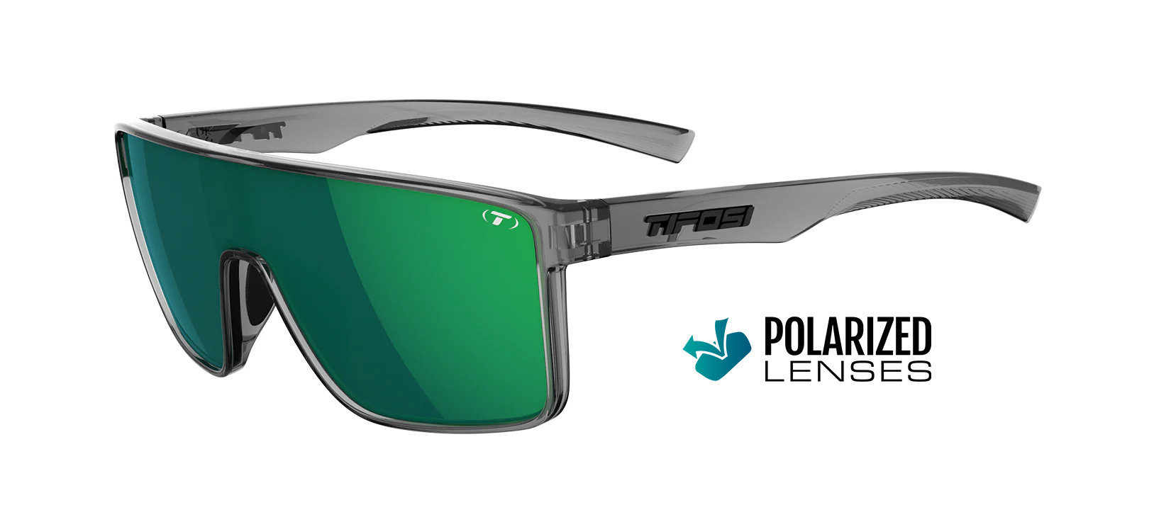 Tifosi Sanctum Crystal Smoke with Green Mirror Polarized lens