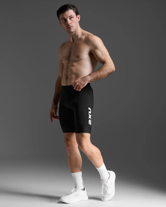 2XU Aero Tri 9 Inch Shorts (Mens) Black/White - Frontrunner Colombo