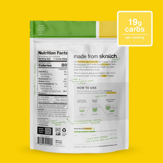 Skratch Labs Sports Hydration 440g bag Caffeine Lemon & Lime - Frontrunner Colombo
