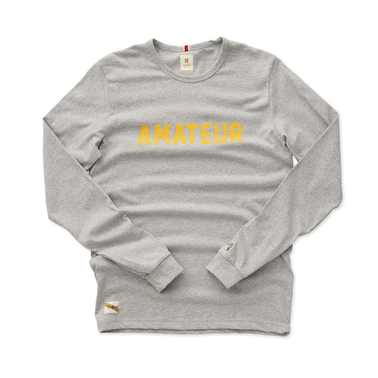 Tracksmith Grayboy Amateur Long Sleeve Unisex - Grey/Yellow - Frontrunner Colombo