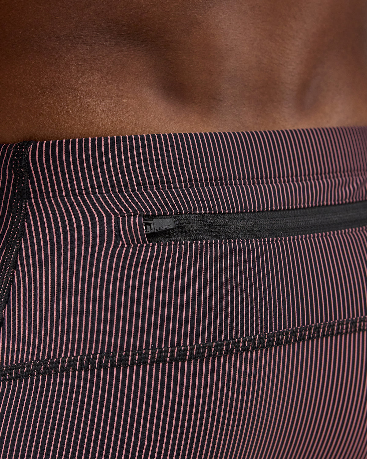 Bandit Striped Cadence™ 7 Pocket Half Tights Men's - Black with Mauve - Frontrunner Colombo