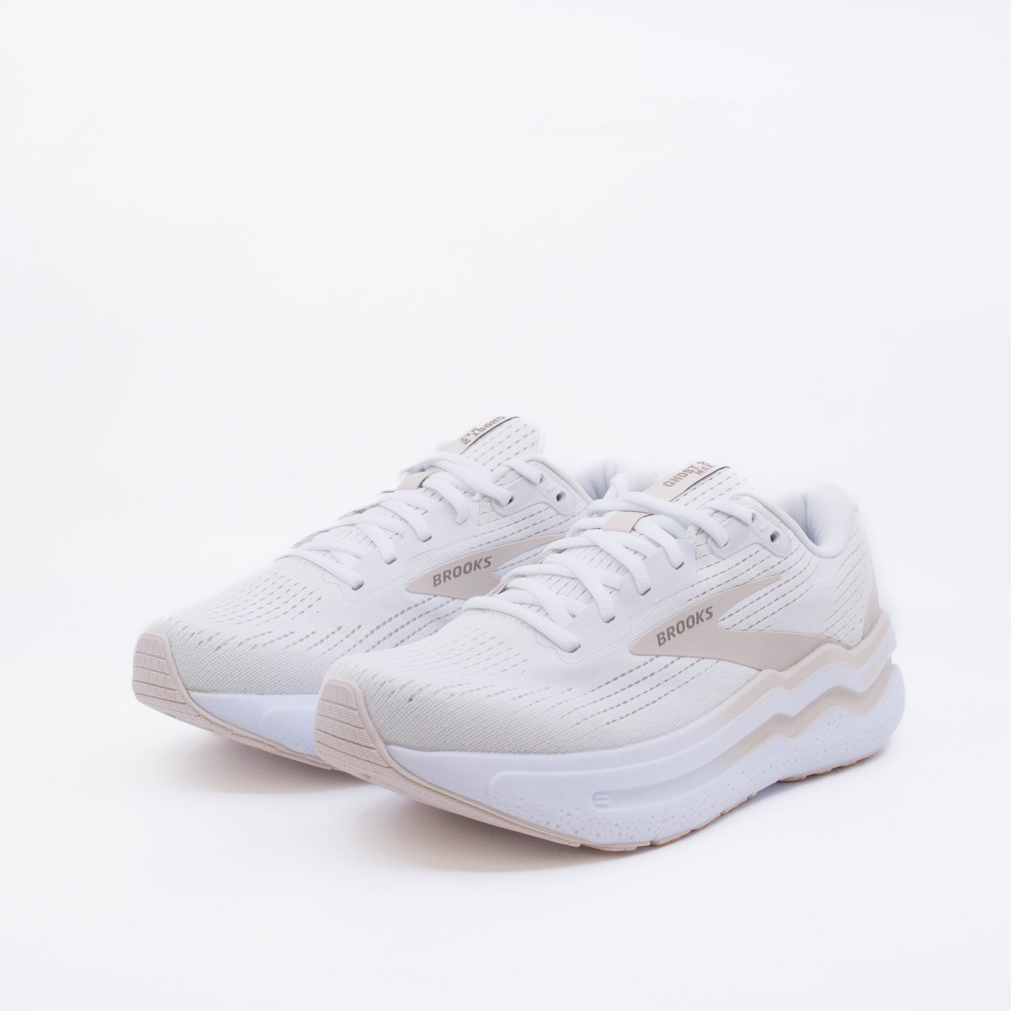 Brooks Ghost Max 2 (B Standard) Womens White/Almond/Tan - Frontrunner Colombo