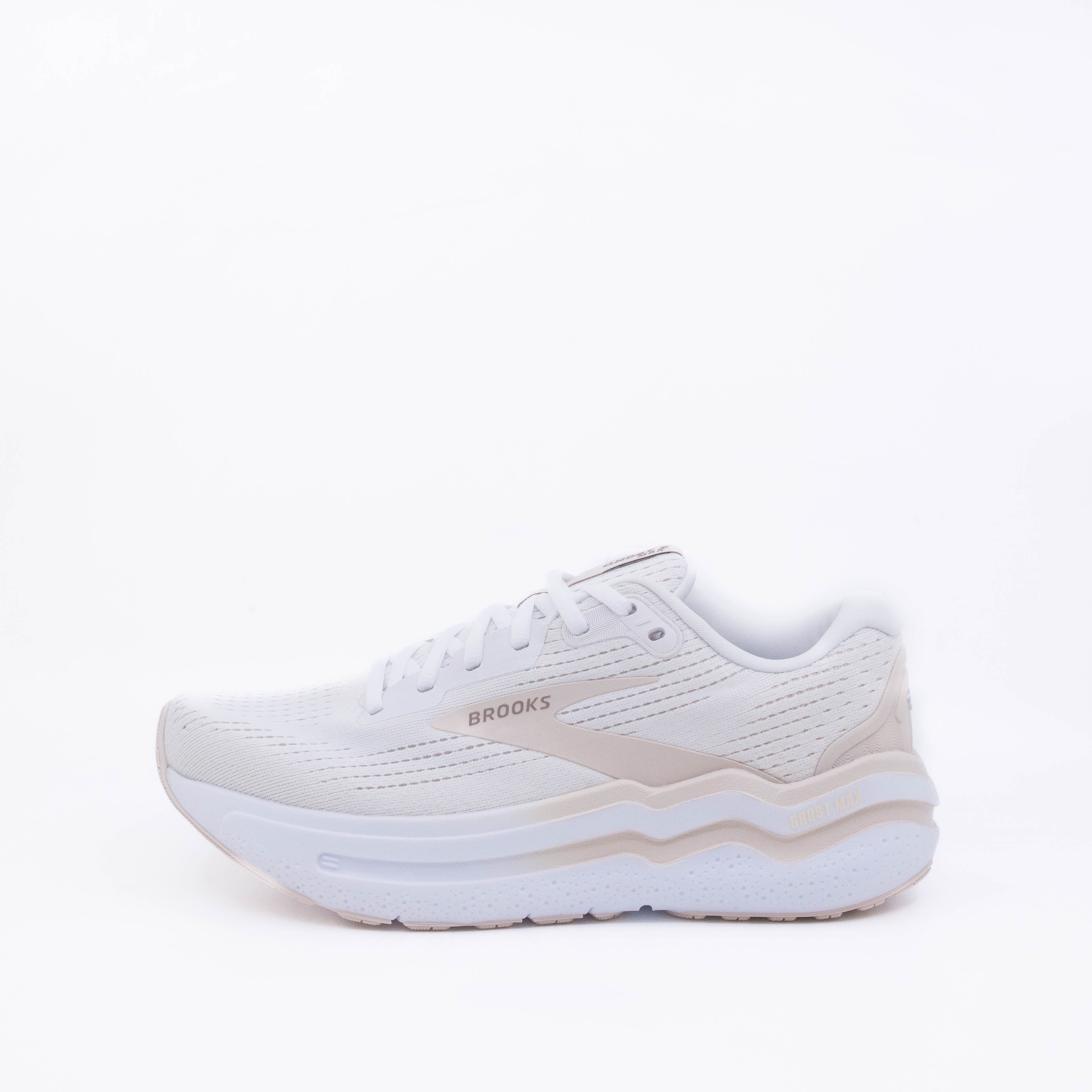 Brooks Ghost Max 2 (B Standard) Womens White/Almond/Tan - Frontrunner Colombo