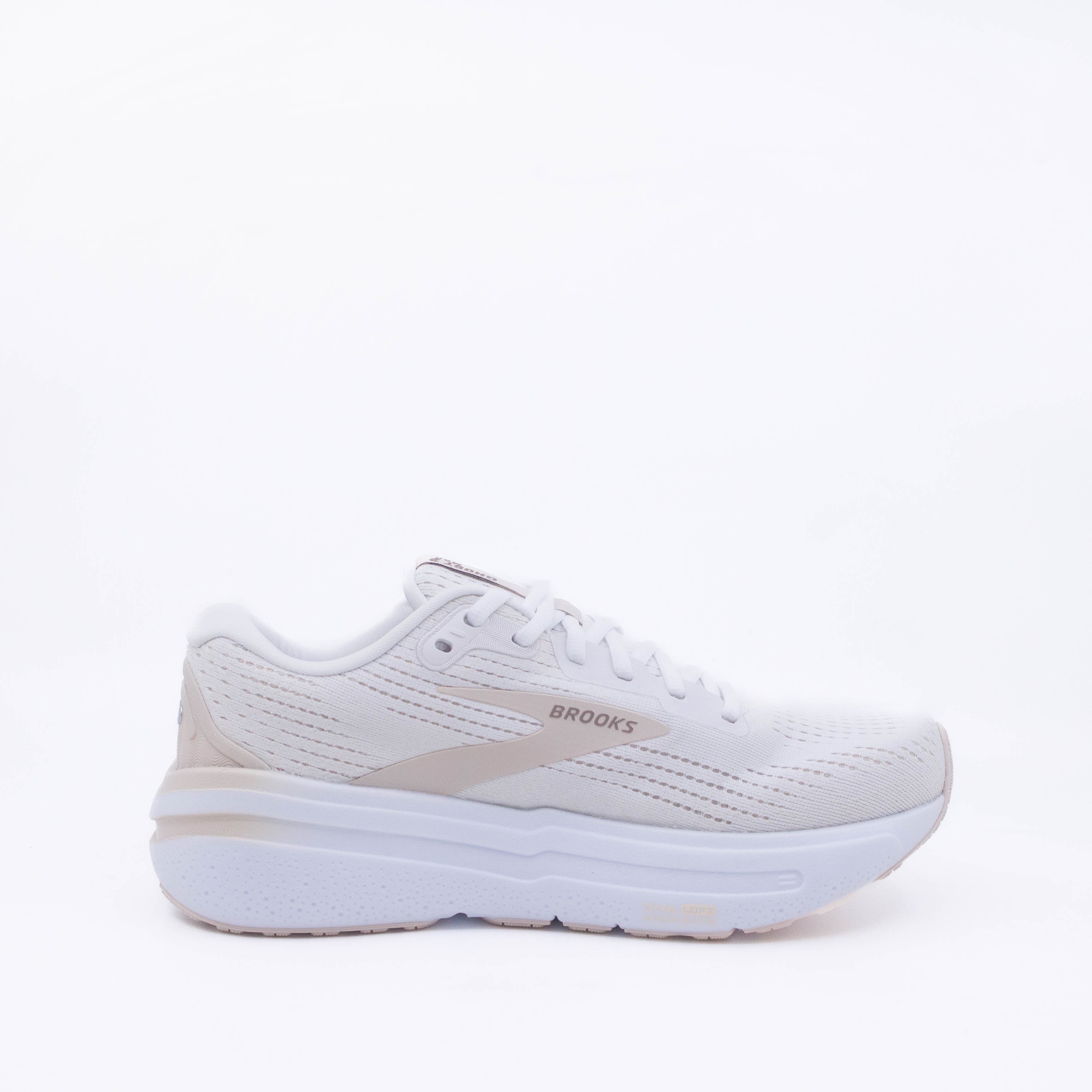 Brooks Ghost Max 2 (B Standard) Womens White/Almond/Tan - Frontrunner Colombo