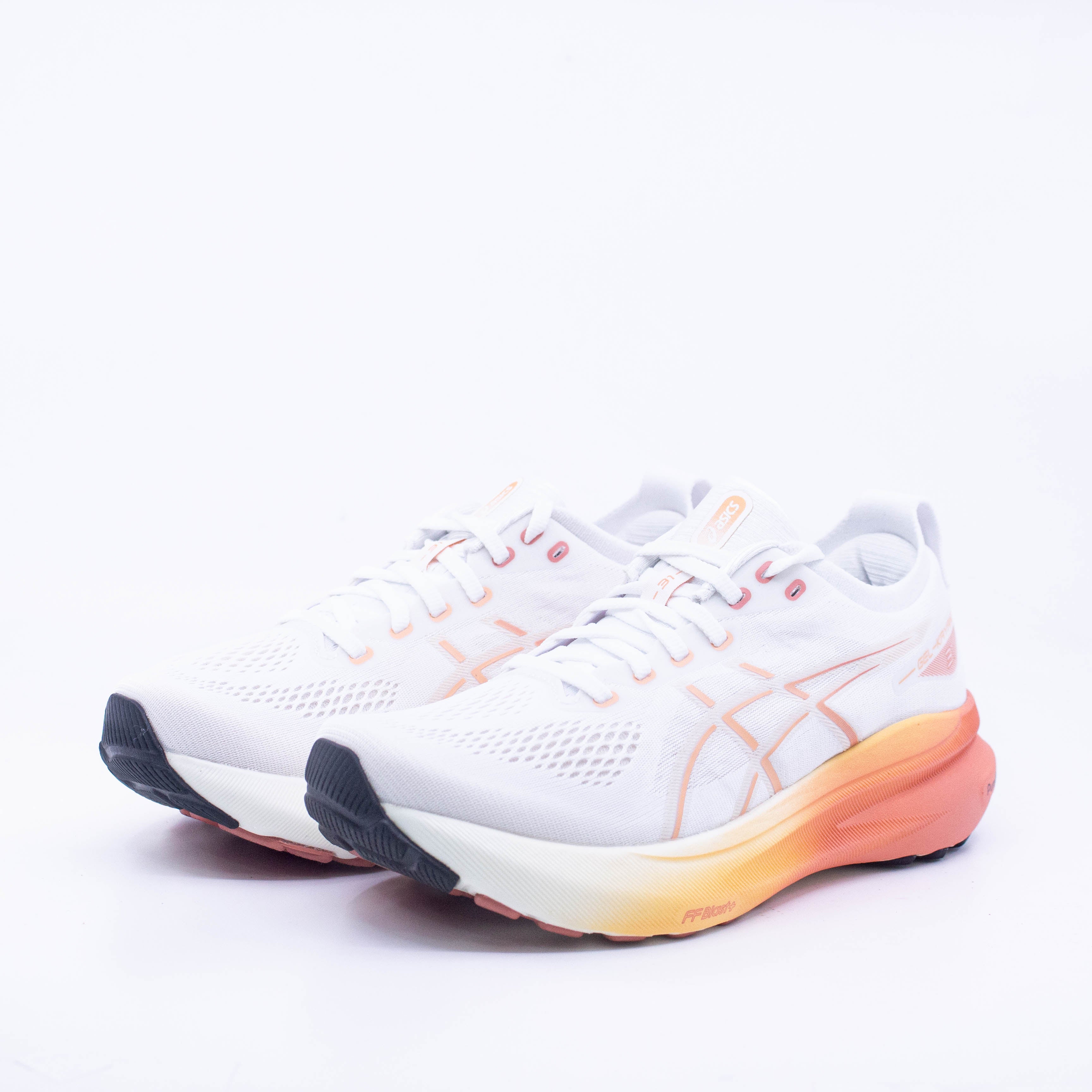 Asics Kayano 31 (B Standard) Womens White/Faded Orange - Frontrunner Colombo