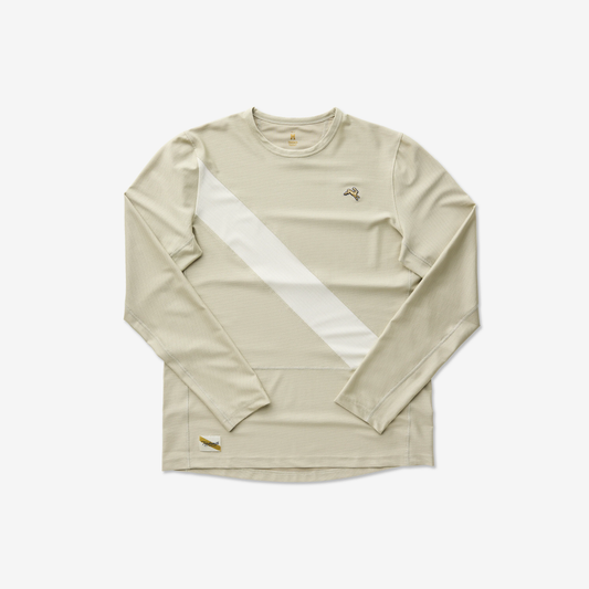 Tracksmith Van Cortlandt Long Sleeve Mens Moss Gray/Antique White - Frontrunner Colombo