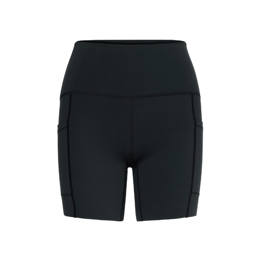 New Balance Sleek Pocket High Rise Short 6" Womens Black - Frontrunner Colombo