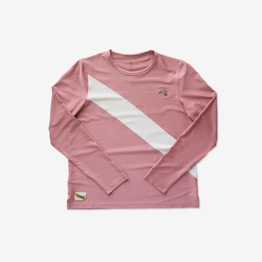 Tracksmith Van Cortlandt Long Sleeve Womens Dusty Rose/Ivory - Frontrunner Colombo