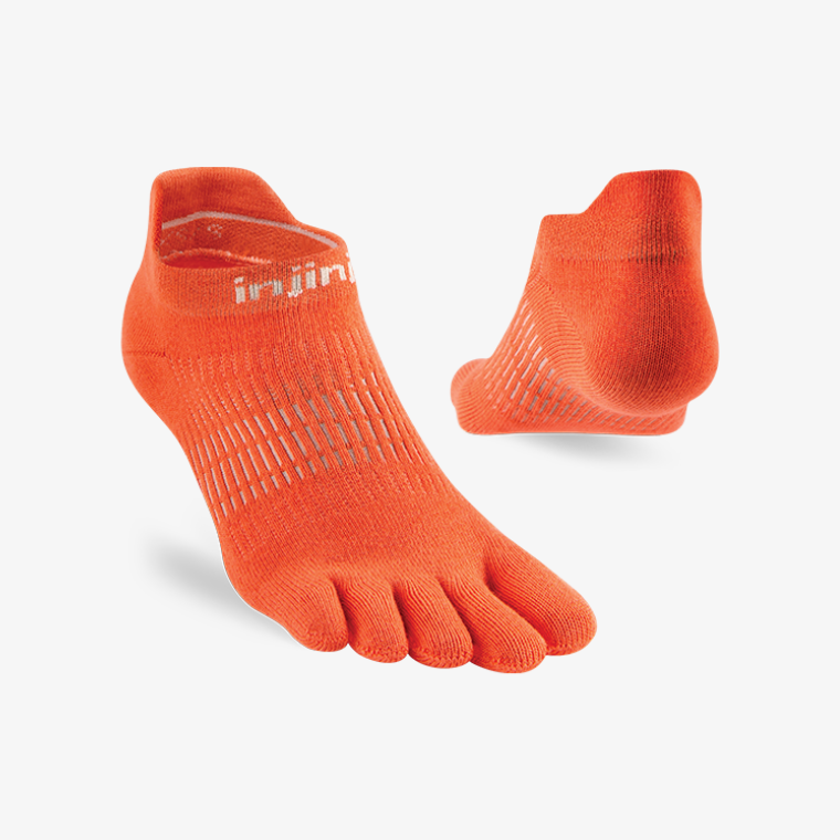 Injinji Womens Run Lightweight No-Show - Grapefruit - Frontrunner Colombo
