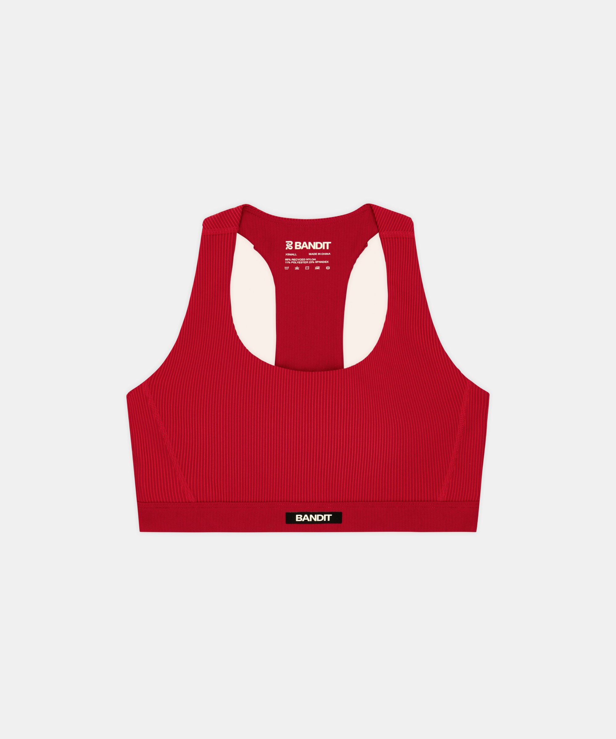 Bandit Women's Striped Cadence Scoop Neck T-Back Run Bra Oxide Red Signal Red