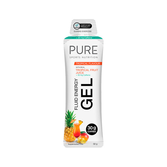 PURE Fluid Energy Gel Tropical + Caffiene - Box of 18 - Frontrunner Colombo