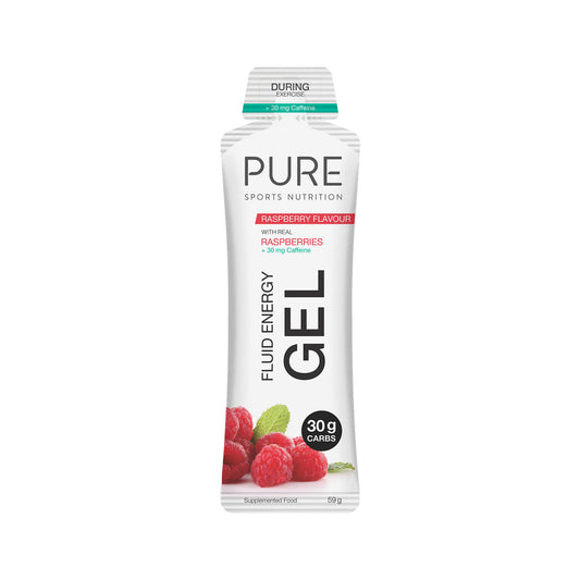 PURE Fluid Energy Gel Raspberry Caffeine - Box of 18 - Frontrunner Colombo