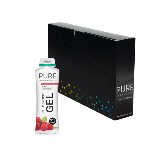 PURE Fluid Energy Gel Raspberry Caffeine - Box of 18 - Frontrunner Colombo