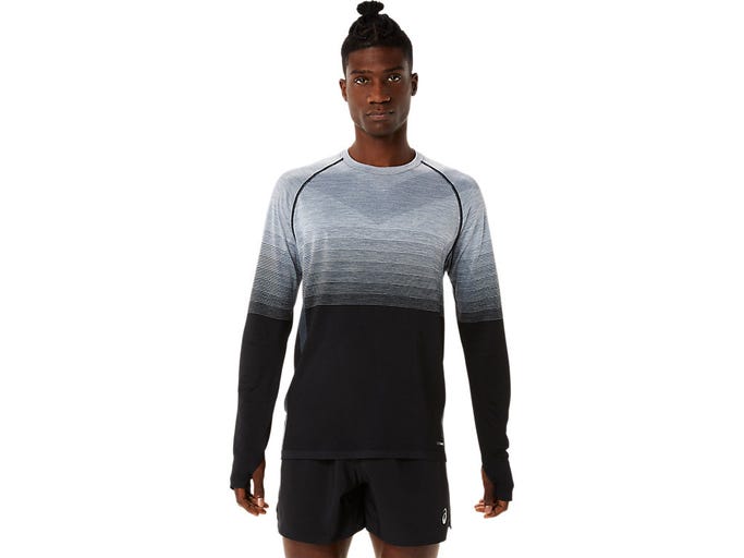 Asics Seamless LS Shirt Mens Black/Carrier Grey - Frontrunner Colombo